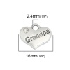 Image de Breloques en Alliage de Zinc Cœur Argent Vieilli Message" Grandpa " à Strass Transparent 16mm x 14mm, 10 Pcs