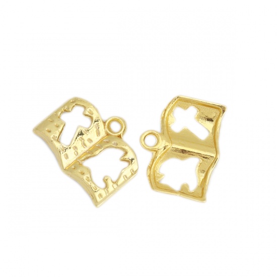Picture of Zinc Based Alloy Charms Book Gold Plated Cross 17mm x 14mm, 100 Grams (Approx 125 PCs)