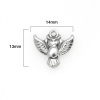 Picture of 304 Stainless Steel Halloween Charms Owl Animal Silver Tone 14mm x 13mm, 10 PCs