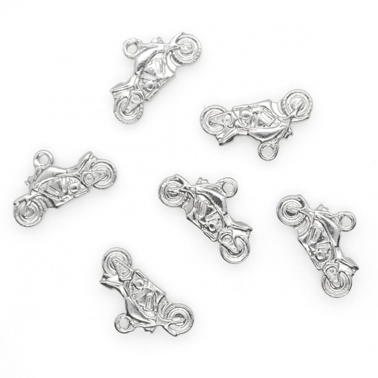 Picture of 304 Stainless Steel Charms Motorcycle Silver Tone 18mm x 10mm, 10 PCs