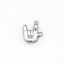 Picture of 304 Stainless Steel Charms Hand Sign Gesture Silver Tone 17mm x 15mm, 10 PCs