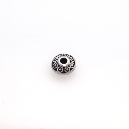 Picture of 304 Stainless Steel Beads Bicone Antique Silver Color Round About 8mm Dia., Hole: Approx 2.5mm, 10 PCs