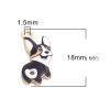 Bild von Zinklegierung Charms Corgi Hund Vergoldet Schwarz Emaille 18mm x 9mm, 10 Stück