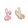 Picture of Zinc Based Alloy Charms Corrci Dog Gold Plated Pink Enamel 18mm x 9mm, 10 PCs