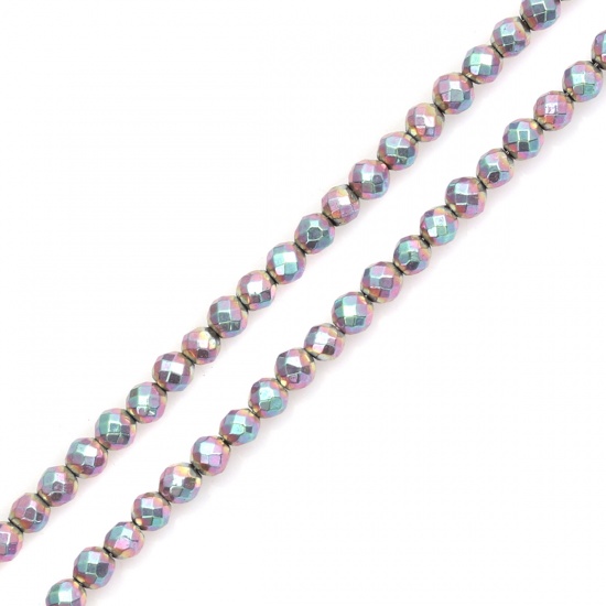 Picture of (Grade A) Hematite Beads Round Mauve Faceted About 3mm Dia, Hole: Approx 1mm, 39cm(15 3/8") long, 1 Strand (Approx 130 PCs/Strand)