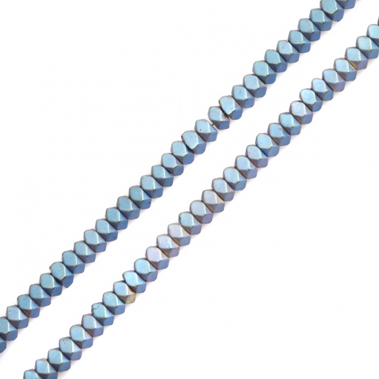 Image de (Classement A) Perles en Hématite Polygone Bleu A Facettes 3mm x 3mm, Trou: env. 1mm, 40.5cm long, 1 Enfilade (Env. 190 Pcs/Enfilade)