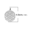 Picture of Stainless Steel Pendants Round Silver Tone Flower Of Life Hollow 4.9cm x 3.8cm, 1 Piece