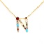 Immagine di Acciaio Inossidabile & Rame Collana Oro Placcato Lettera Messaggio" N " Multicolore Cubic Zirconia 45cm Lunghezza, 1 Pz
