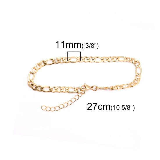 Picture of 1 Piece Vacuum Plating 304 Stainless Steel Anklet Gold Plated Oval 23.5cm(9 2/8") long