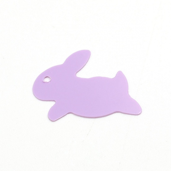 Picture of PVC Charms Rabbit Animal Purple Hollow 18mm x 12mm, 500 Grams (Approx 25000 PCs)