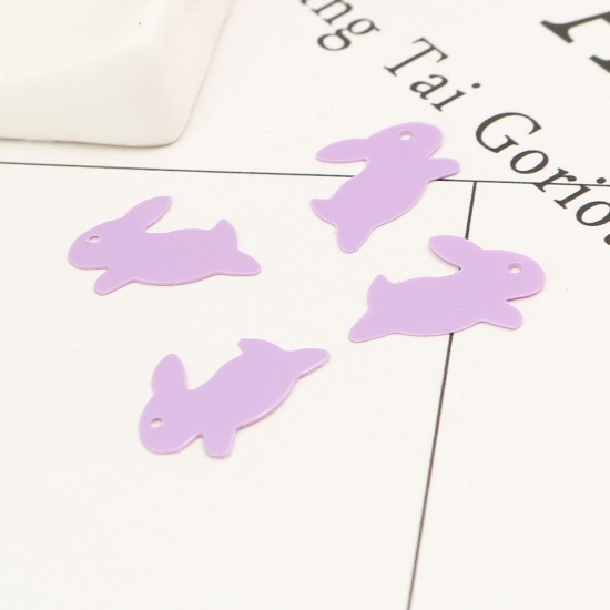 Picture of PVC Charms Rabbit Animal Purple Hollow 18mm x 12mm, 500 Grams (Approx 25000 PCs)