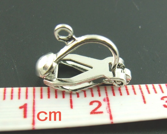 Picture of Alloy Lever Back Clips Earring Findings Silver Tone 13x6mm( 4/8" x 2/8"), 30 PCs