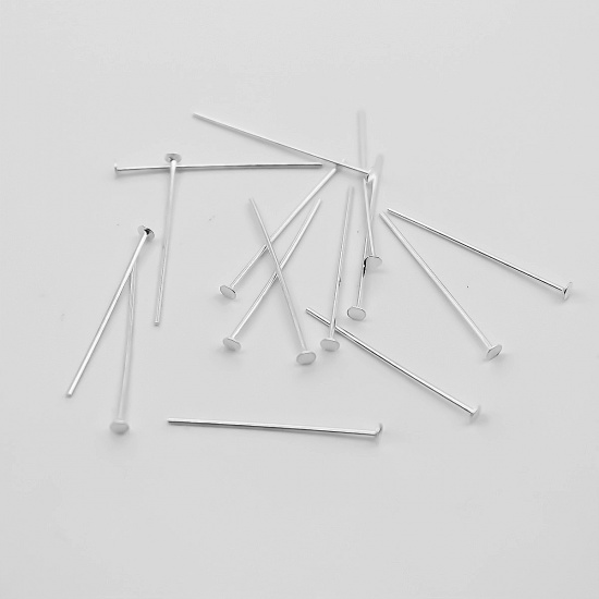 Picture of Sterling Silver Head Pins Silver 20mm( 6/8") long, 0.5mm (24 gauge), 1 Gram (Approx 20-21 PCs)