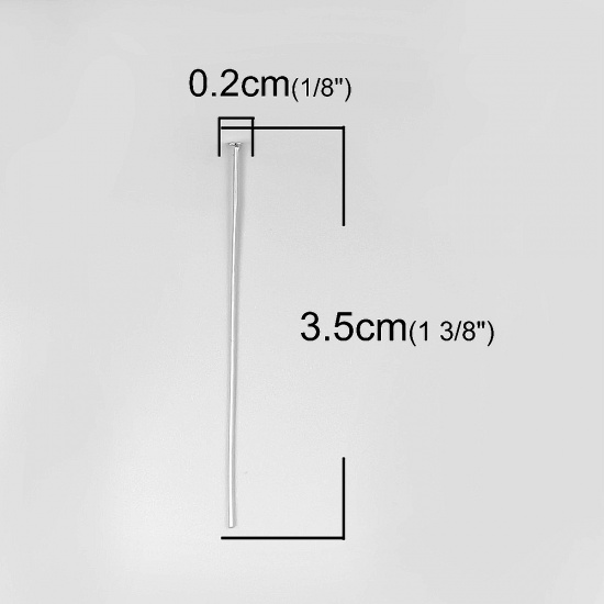 Immagine di Argento Sterling Spillo Spilli Argento 3.5cm Lunghezza, 0.5mm (24 misura), 1 Grammo (Circa 12-13Pz)