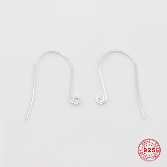 Picture of Sterling Silver Earrings Findings n-shape Silver 3.1cm x 1.9cm, Post/ Wire Size: (20 gauge), 1 Gram (Approx 2 PCs)