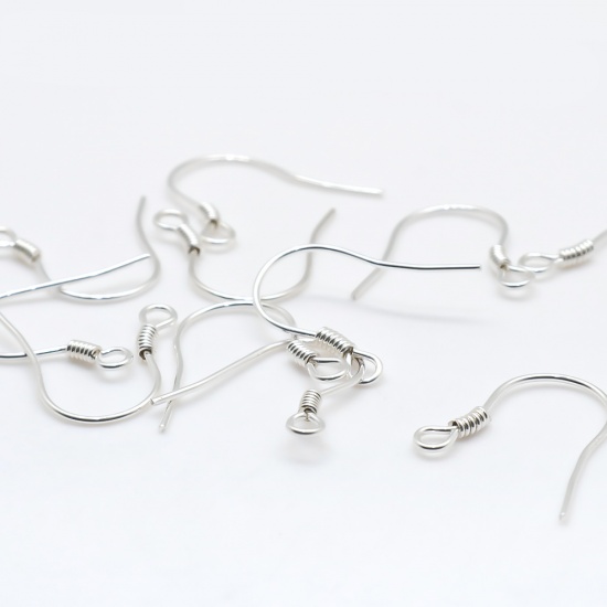 Picture of Sterling Silver Earrings Findings Silver W/ Loop 15mm x 14mm, Post/ Wire Size: (22 gauge), 1 Gram (Approx 6-8 PCs)