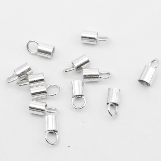 Picture of Sterling Silver Cord End Caps Cylinder Silver (Fits 2.6mm Cord) 7mm x 3mm, 1 Gram (Approx 7-8 PCs)