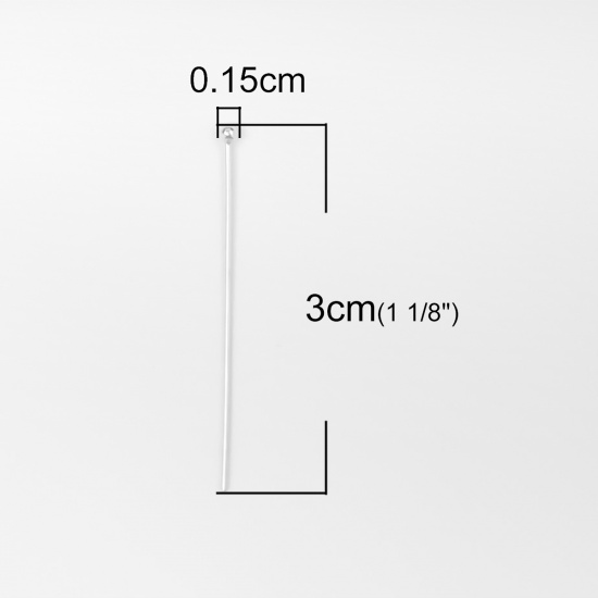 Image de Aiguilles Tiges à Tête Boule en Argent Pur Argent 3cm long, 0.5mm (24 gauge), 1 Gramme (Env. 12-13 Pcs)
