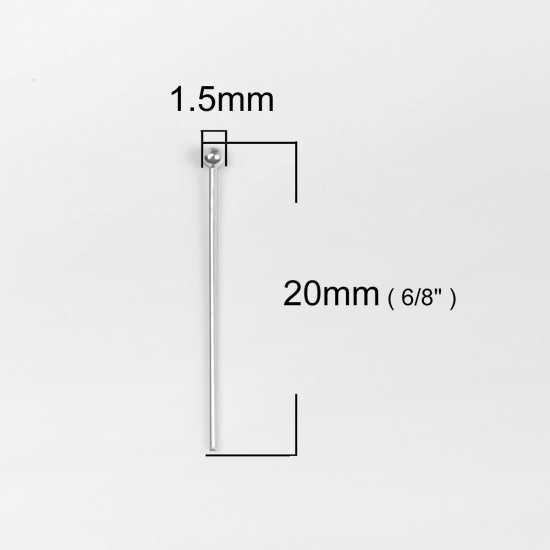 Immagine di Argento Sterling Testa di Spillo Spilli Argento 20mm Lunghezza, 0.5mm (24 misura), 1 Grammo (Circa 16-17Pz)
