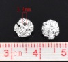 Imagen de Latón Cuentas Espaciador Bola Transparente , Chapado en plata Blanco Rhinestone 6mm-7mm Diámetro, Agujero: acerca de 1.4mm, 200 Unidades                                                                                                                      