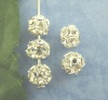 Picture of Brass Spacer Beads Ball Silver Plated Clear Rhinestone About 6mm - 7mm Dia, Hole:Approx 1.4mm, 200 PCs                                                                                                                                                        