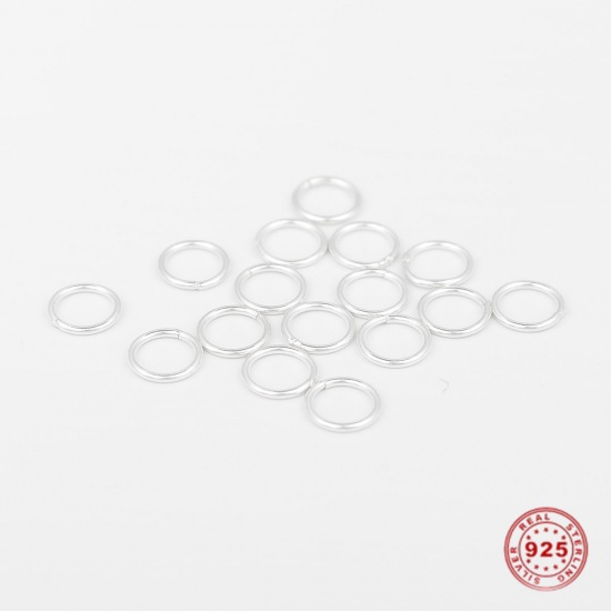 Picture of 0.85mm Sterling Silver Closed Soldered Jump Rings Findings Round Silver 7mm Dia., 1 Gram (Approx 9-10 PCs)