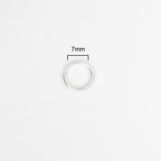 Picture of 0.85mm Sterling Silver Closed Soldered Jump Rings Findings Round Silver 7mm Dia., 1 Gram (Approx 9-10 PCs)