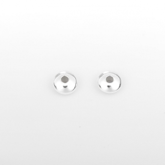 Picture of Sterling Silver Spacer Beads Flying Saucer Silver About 5mm Dia., Hole:Approx 1.8mm, 1 Gram (Approx 5-6 PCs)