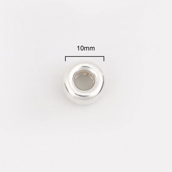 スターリングシルバー ビーズ 円形 シルバー 10mm 直径 穴:約 4.4mm 、 1 グラム （約 1 個) の画像