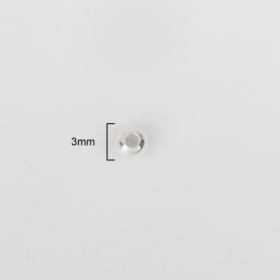 スターリングシルバー ビーズ 円形 シルバー 3mm 直径 穴:約 1.2mm 、 1 グラム （約 20-21 個) の画像
