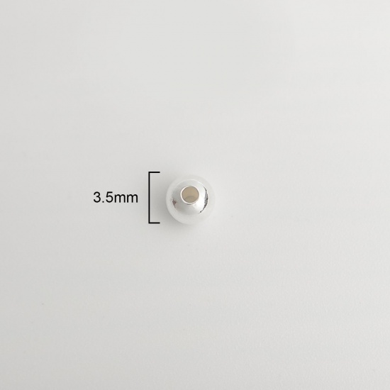 Immagine di Argento Sterling Perline Tondo Argento 3.5mm Dia., Buco:Circa 1.2mm, 1 Grammo (circa 14-15pz)