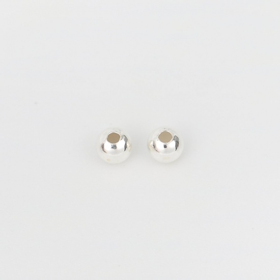 Picture of Sterling Silver Spacer Beads Round Silver About 4mm Dia., Hole:Approx 1.5mm, 1 Gram (Approx 9-10 PCs)
