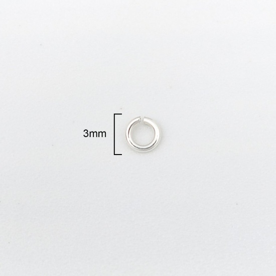 Picture of 0.6mm Sterling Silver Open Jump Rings Findings Round Silver 3mm Dia., 1 Gram (Approx 46-47 PCs)