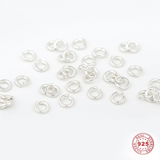 Picture of 0.7mm Sterling Silver Open Jump Rings Findings Round Silver 3mm Dia., 1 Gram (Approx 34-35 PCs)