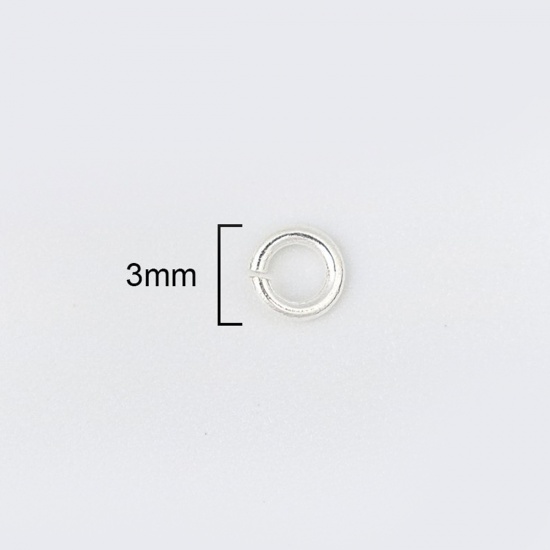 Picture of 0.7mm Sterling Silver Open Jump Rings Findings Round Silver 3mm Dia., 1 Gram (Approx 34-35 PCs)