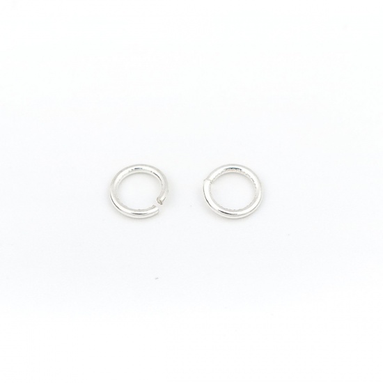 Picture of 0.7mm Sterling Silver Open Jump Rings Findings Round Silver 4mm Dia., 1 Gram (Approx 24-25 PCs)