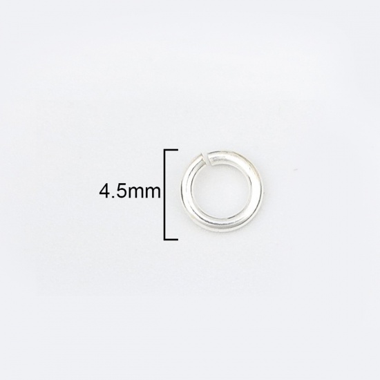 Image de 0.8mm Anneaux de Jonction en Argent Pur Ouvert Rond Argent 4.5mm 1 Gramme (Environ 16-17 Pcs)