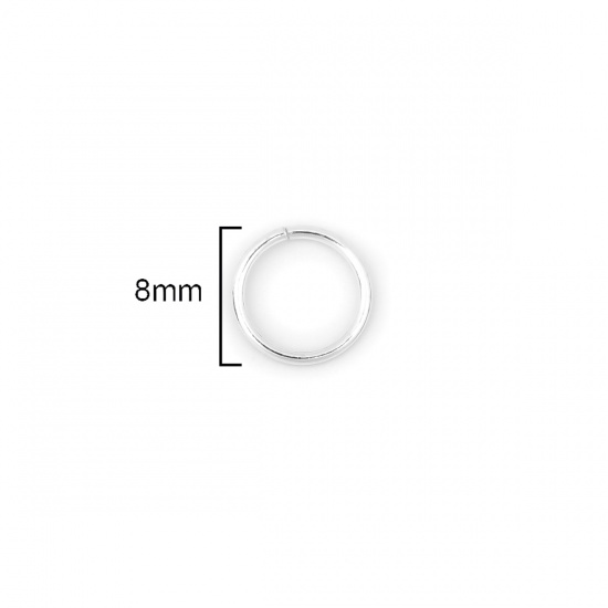 Immagine di 0.8mm Argento Sterling Aperto Stile Anello di Salto Tondo Argento 8mm Dia., 1 Grammo ( Circa 8-9 Pz)