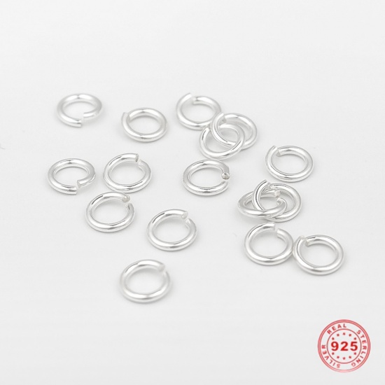 Picture of 1.4mm Sterling Silver Open Jump Rings Findings Round Silver 8mm Dia., 1 Gram (Approx 3-4 PCs)