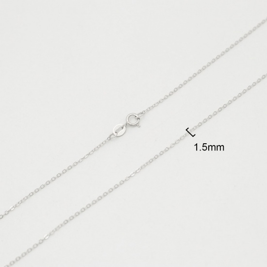 Picture of 1 Piece Sterling Silver Link Cable Chain Necklace Platinum Plated 45.7cm(18") long