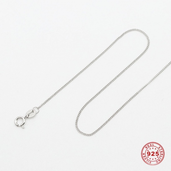 Imagen de Plata de Ley Link Curb Chain Collares Plata 45.7cm longitud, 1 Unidad