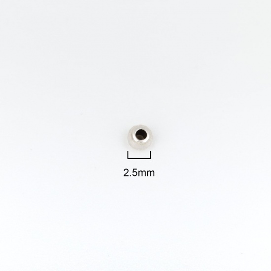 Immagine di Argento Sterling Perline Tondo Argento 2.5mm Dia., Buco:Circa 1.1mm, 1 Grammo (circa 35-36pz)
