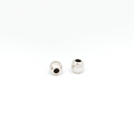 スターリングシルバー ビーズ 円形 シルバー 2.5mm 直径 穴:約 1.1mm 、 1 グラム （約 35-36 個) の画像