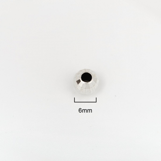 スターリングシルバー ビーズ 円形 シルバー 6mm 直径 穴:約 2.5mm 、 1 グラム （約 4-5 個) の画像