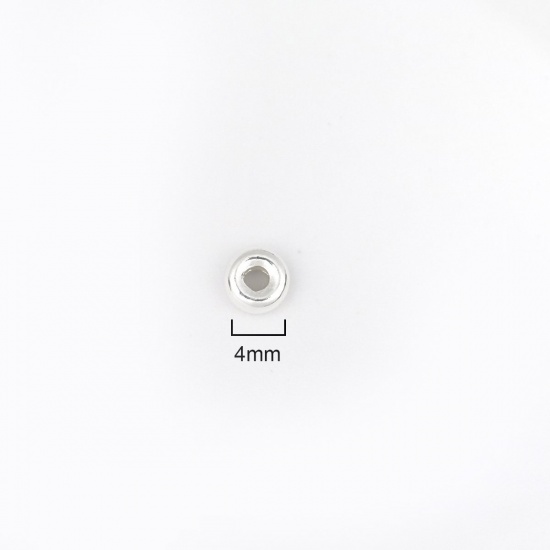 スターリングシルバー ビーズ 円形 シルバー 4mm 直径 穴:約 1.2mm 、 1 グラム （約 9-10 個) の画像
