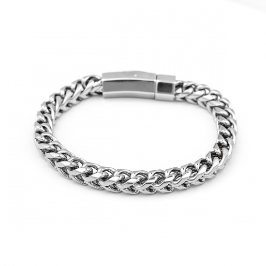Picture of 316 Stainless Steel Men Bracelets Silver Tone 23cm(9") long, 1 Piece