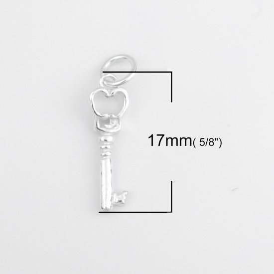 Picture of Sterling Silver Charms Silver Key W/ Jump Ring 21mm x 5mm, 1 Gram (Approx 1-2 PCs)