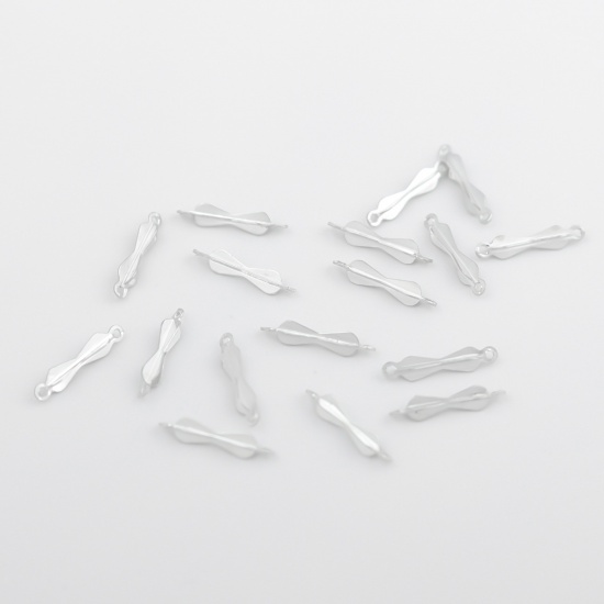 Picture of Sterling Silver Connectors Bowknot Silver 10mm x 2mm, 1 Gram (Approx 22-23 PCs)