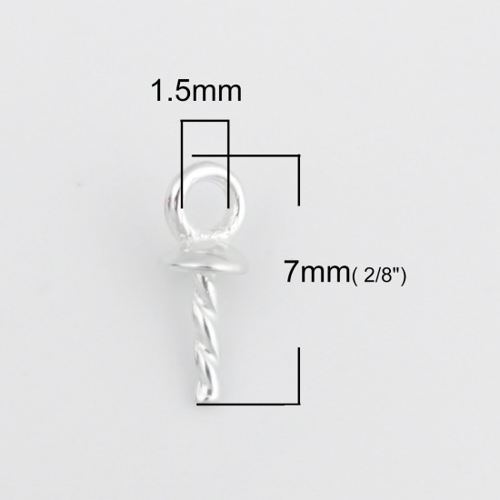 Immagine di Argento Sterling Connettore Ciondolo Perla Bail Pin Cap Argento 7mm x 2.7mm, 1 Grammo (circa 15-16pz)