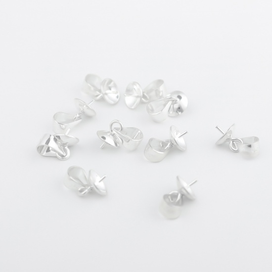 Picture of Sterling Silver Pendant Pinch Bails Clasps Silver 12mm x 6mm, 1 Gram (Approx 3-4 PCs)